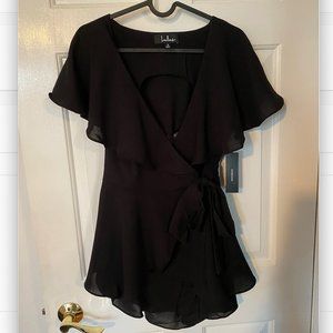 NWT Lulu’s Aldrin Black Ruffled Skort Romper